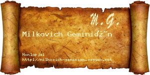 Milkovich Geminián névjegykártya
